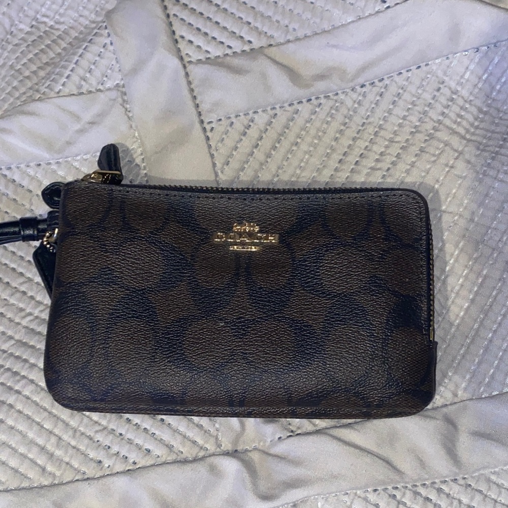 Coach Signature Brown Wristlet